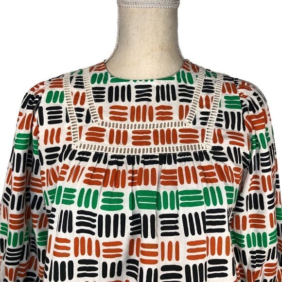 The Odell’s Kylie Blouse Anthropologie Crop Green Motiff Size XS NWOT - Picture 6 of 13